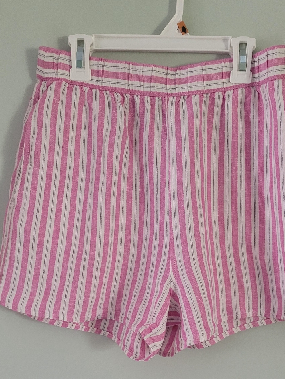 Universal Thread Pink and White Striped High Waist Linen Shorts
